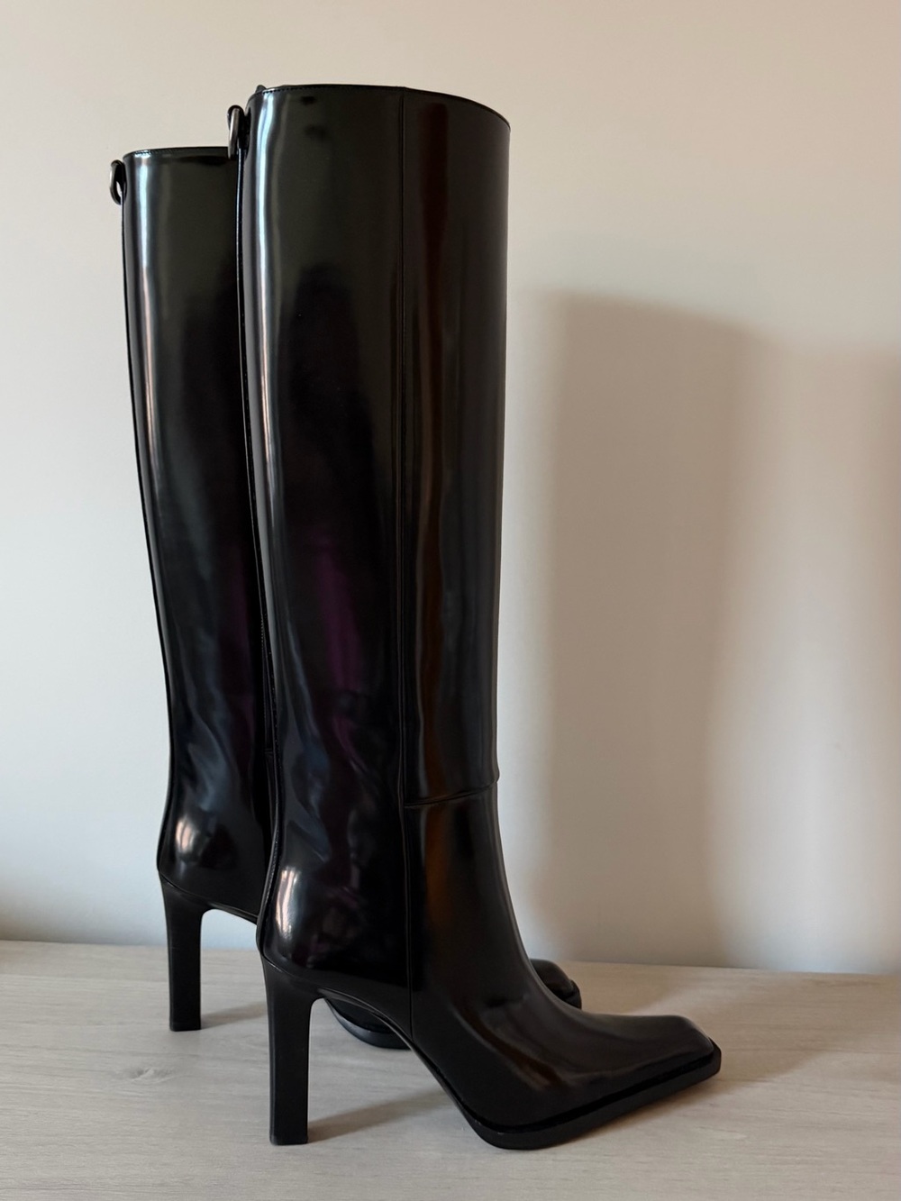 Saint Laurent Black Patent Nina Heeled Boots 38.5